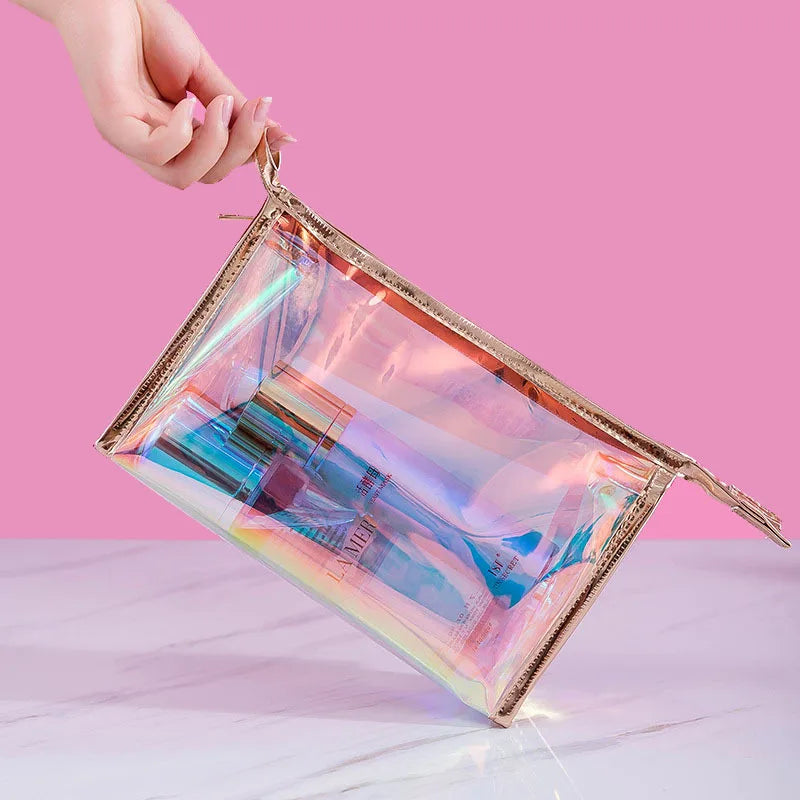 Borsa portatile trasparente per il trucco