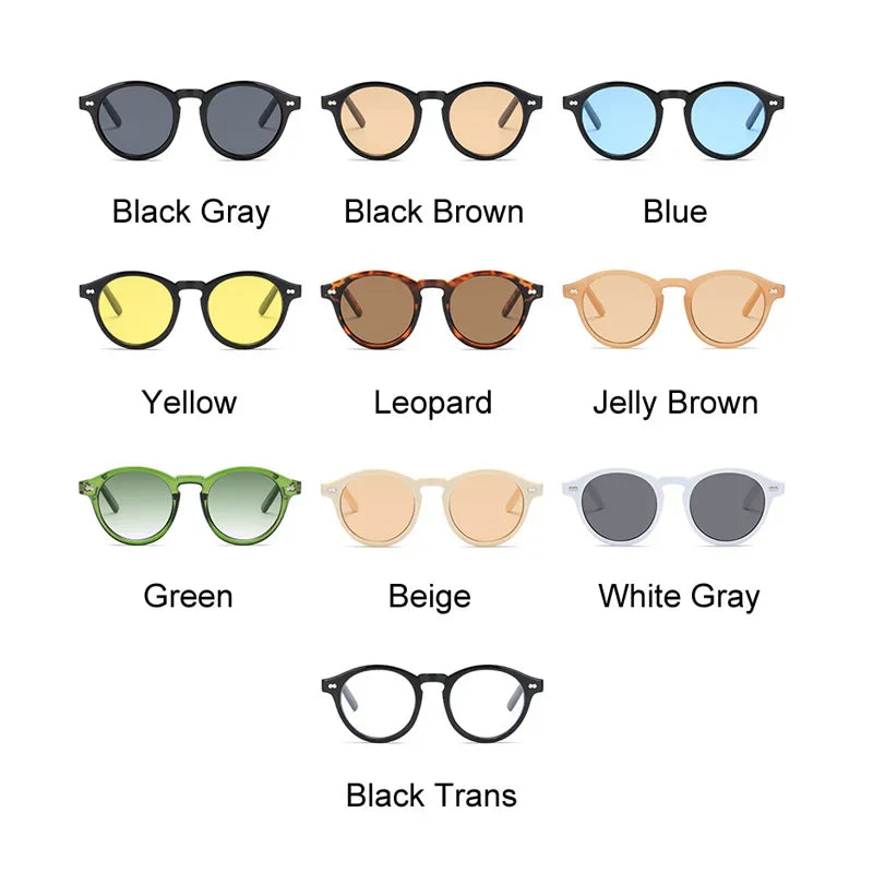 Retro Round Sunglasses Women Brand Designer Fashion Gradient Sun Glasses Female Vintage Nero Small Frame Rivet Gafas De Sol
