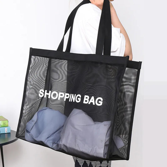 Borsa della spesa in rete di nylon trasparente