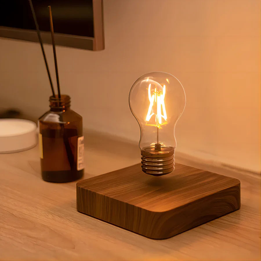 Magnetschwebelampe aus Glas mit LED-Glühbirne