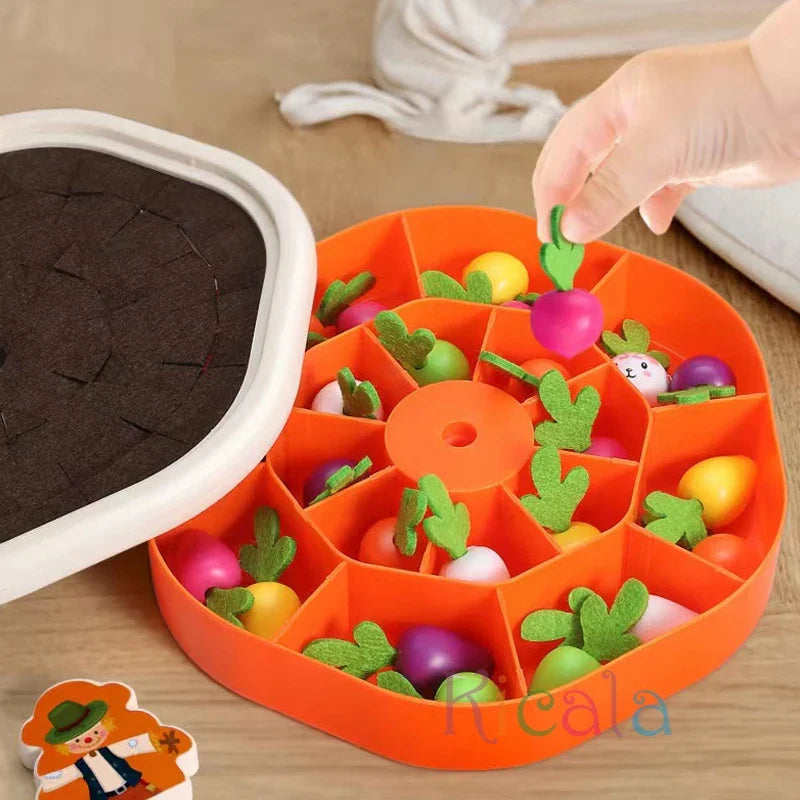 Set di giocattoli Montessori per la scoperta del conteggio delle carote da tirare per bambini