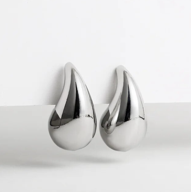 Schicke Wassertropfen-Ohrringe für Damen, Tropfenform, Edelstahl & Silber