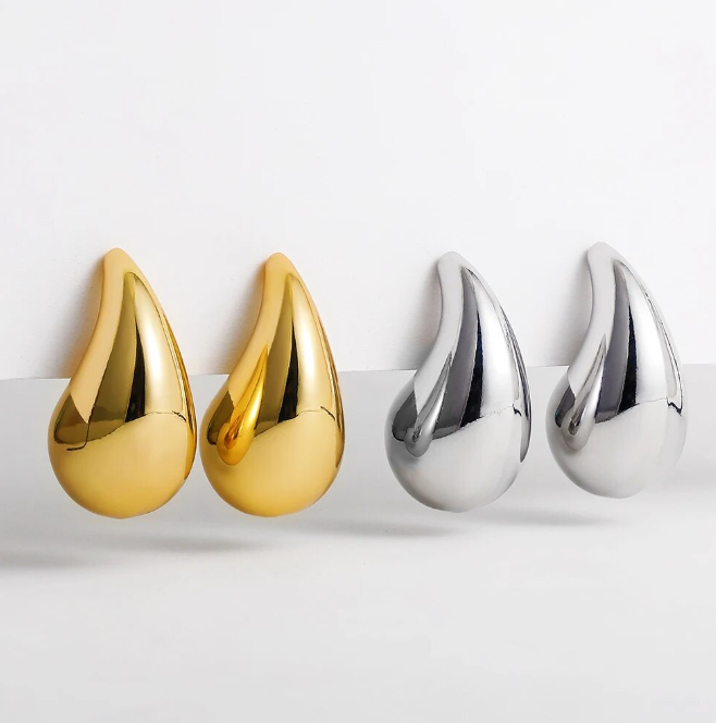Schicke Wassertropfen-Ohrringe für Damen, Tropfenform, Edelstahl & Silber