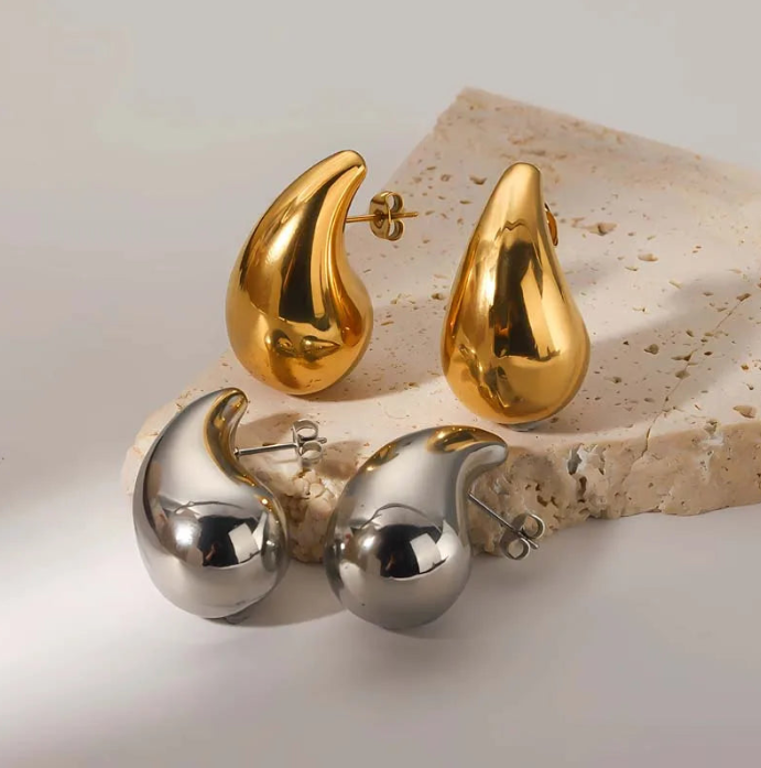 Schicke Wassertropfen-Ohrringe für Damen, Tropfenform, Edelstahl & Silber
