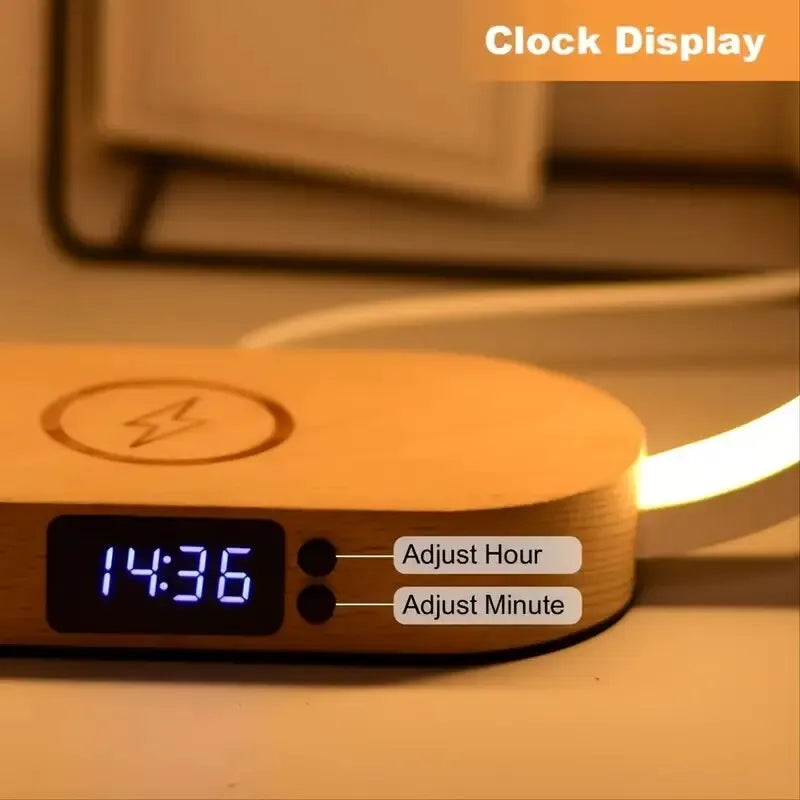 Multifunktions-Senza-fili-Ladegerät Pad Ständer Uhr LED-Lampe