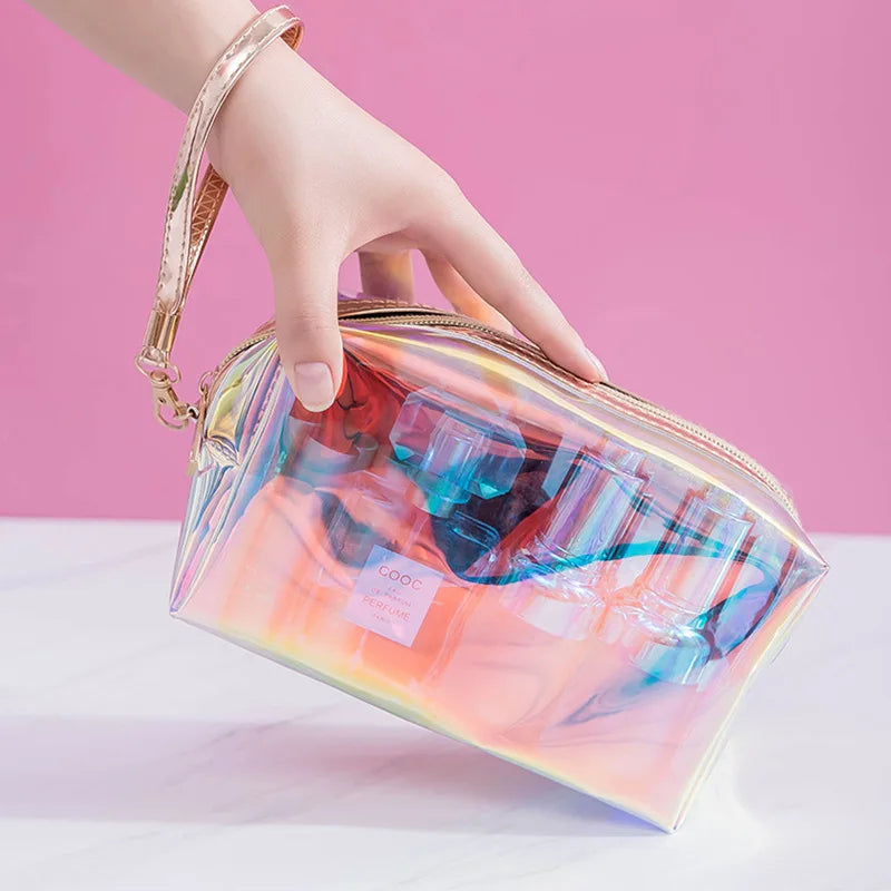 Borsa portatile trasparente per il trucco