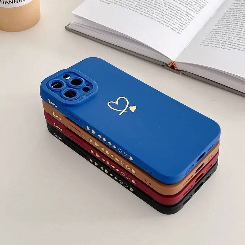 Custodia in silicone color caramella Ottwn per iPhone 14 Pro Max 11 12 13 Pro X XR XS Max 7 8 Plus con cornice a forma di cuore e copertina morbida
