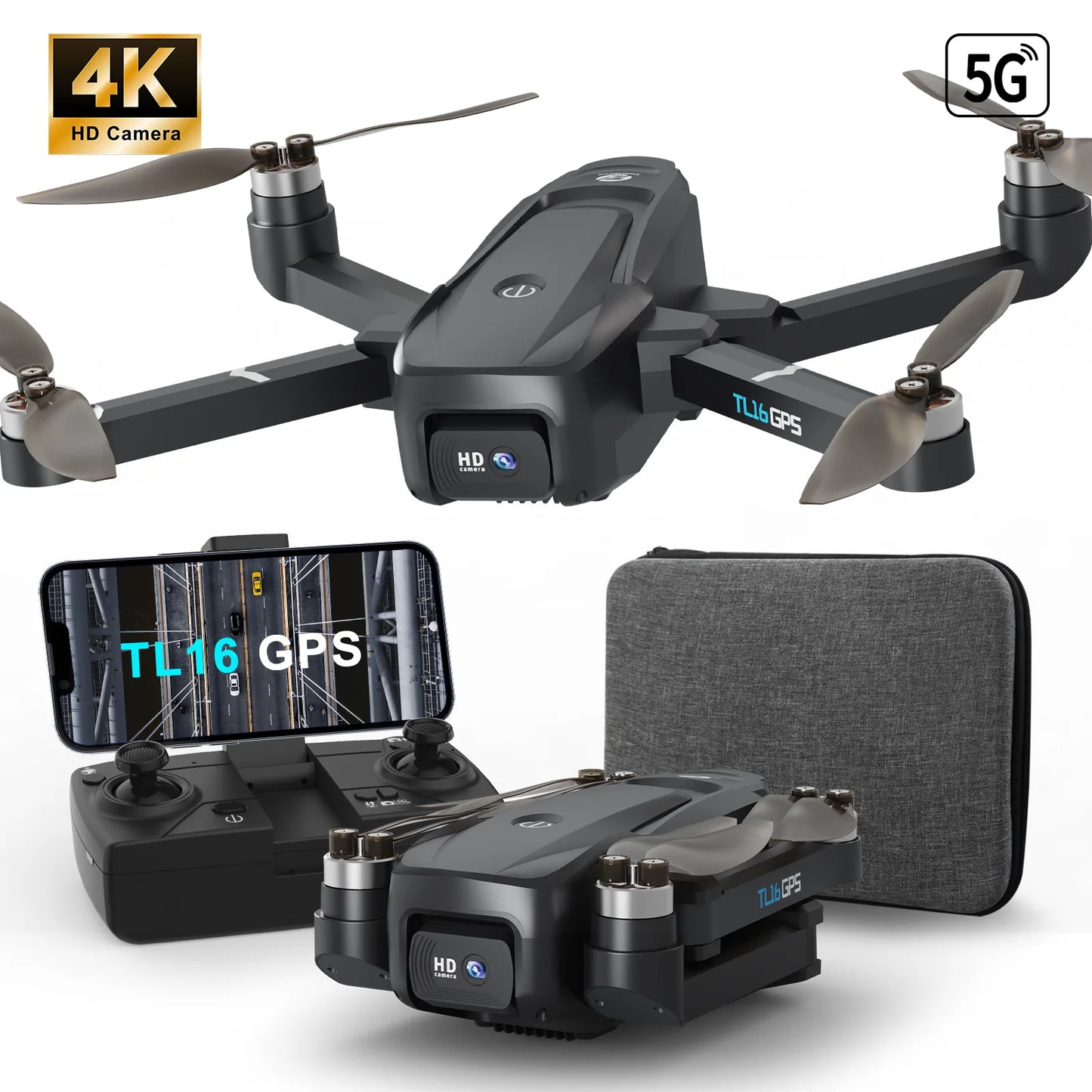 TL16GPS UVA with 4K HD Camera 5G FPV WiFi GPS Drone 50xZoom RC Quadcopterl  Brushless Motor Optical Flow Gift Foldable Toy CO