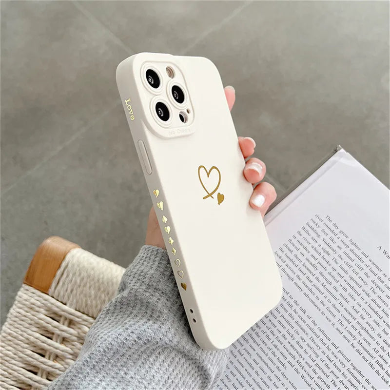 Custodia in silicone color caramella Ottwn per iPhone 14 Pro Max 11 12 13 Pro X XR XS Max 7 8 Plus con cornice a forma di cuore e copertina morbida