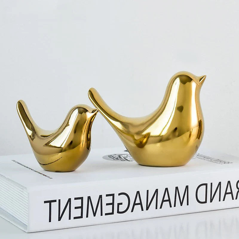 Bird Figure 4 Sizes Nordic Ceramic Gold Statue