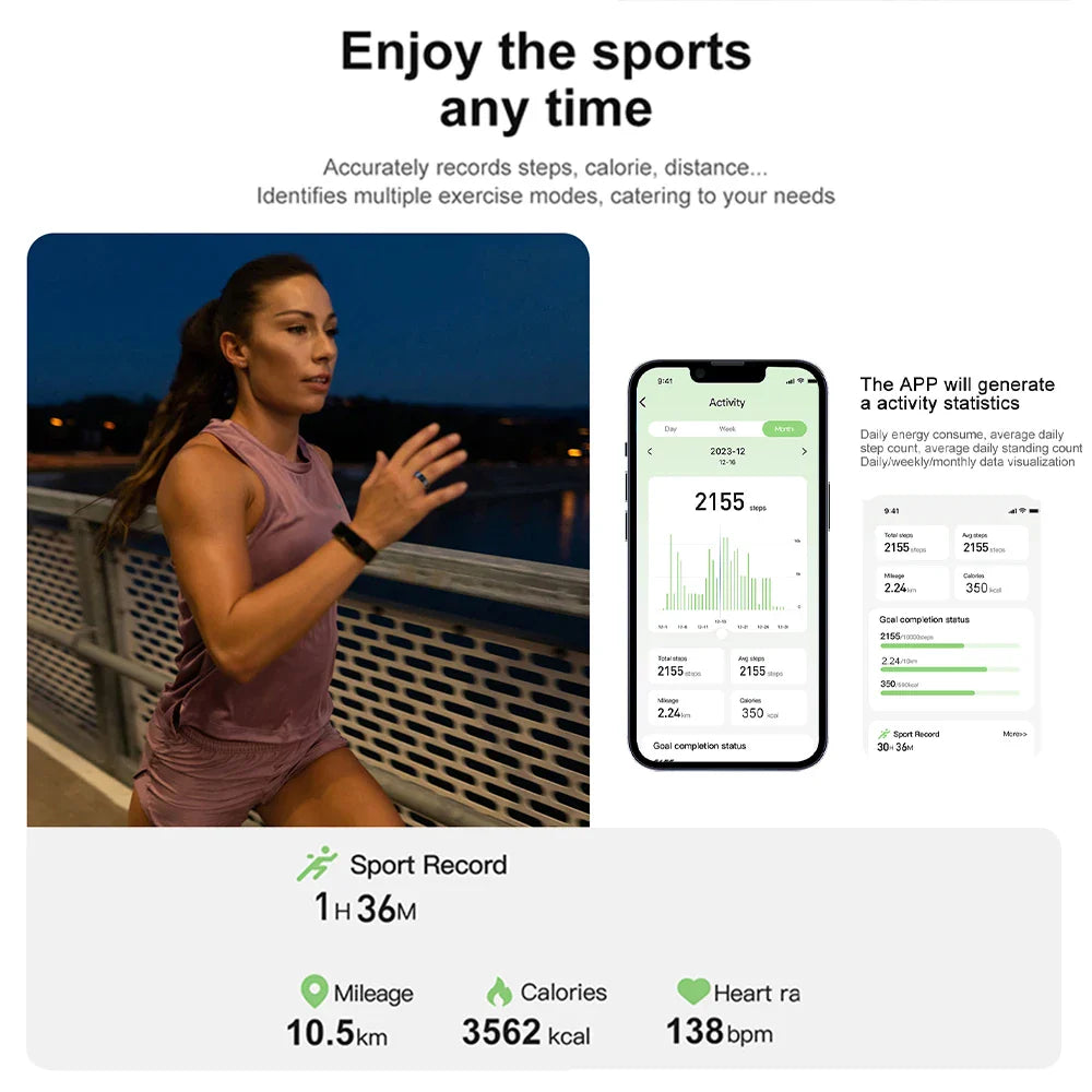 C-R2 Smart Ring con scocca in acciaio al titanio, IP68 e 3 ATM impermeabile, monitoraggio della salute e modalità multi-sport