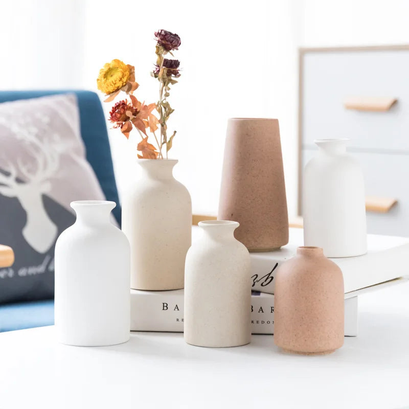 CAPIRON Piccolo vaso da fiori in ceramica, stile nordico, mini, moderno, arte, tavolo, soggiorno, cucina, decorazione, accessori, fiori secchi