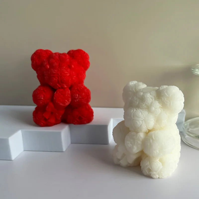 Candele creative per aromaterapia a forma di orso di rose 3D