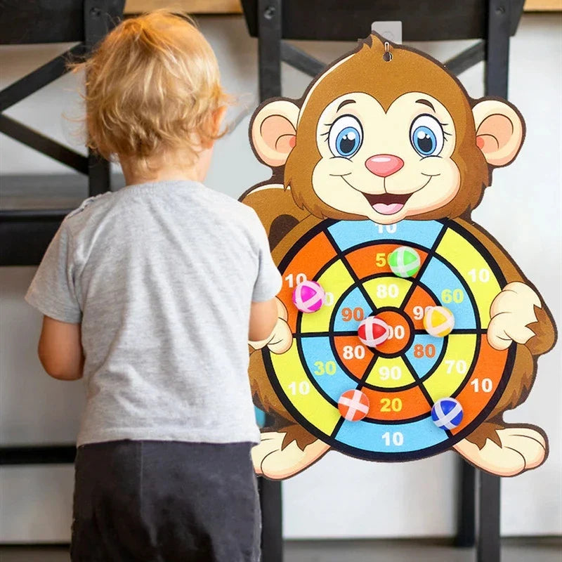 Bersaglio sportivo Montessori con fionda e palla adesiva per freccette per bambini
