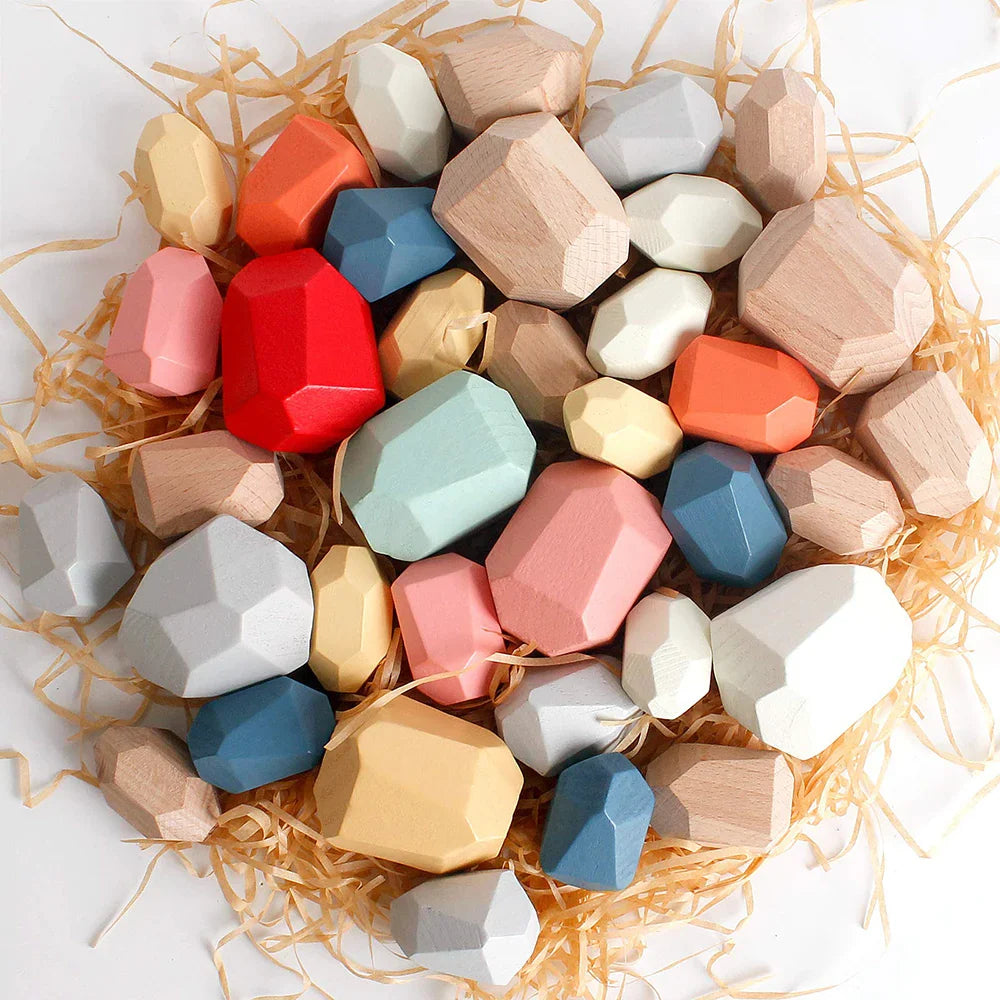 Gioco Montessori per bambini: costruire rocce e blocchi