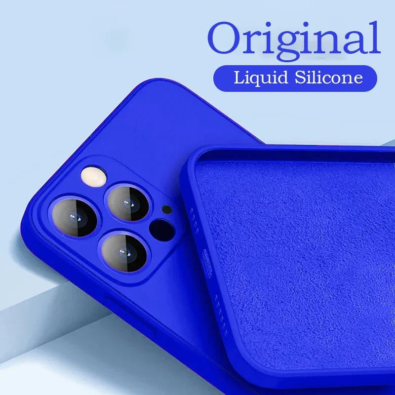 Nuova custodia per telefono per iPhone 15 14 13 11 12 Pro Max Mini X XS Max 15 Plus in silicone tinta unita, protezione anticaduta e antiurto