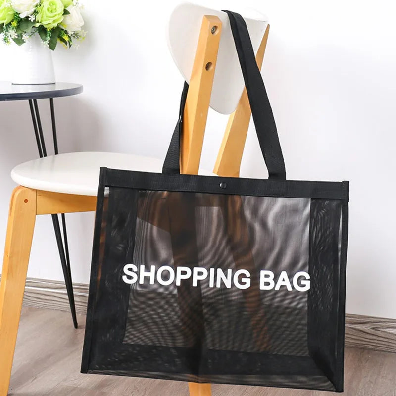 Borsa della spesa in rete di nylon trasparente