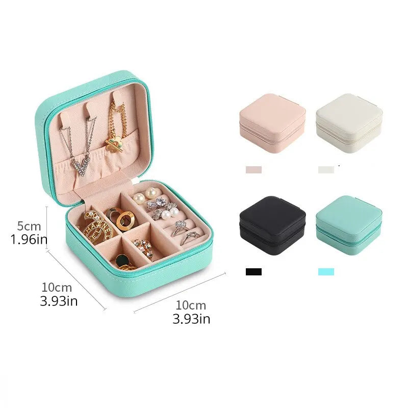 Mini scatola portagioie portatile in pelle PU
