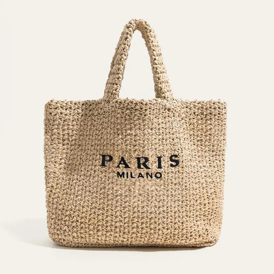 Borsa tote grande in paglia alla moda