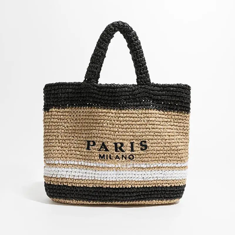 Borsa tote grande in paglia alla moda