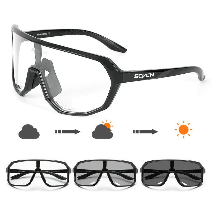 Photochrome Fahrrad-Sonnenbrille, Sportbrille für Herren, Sonne, Mountainbike, Rennrad, Fahrradbrille, Sportbrille, UV400, polarisiert, MTB