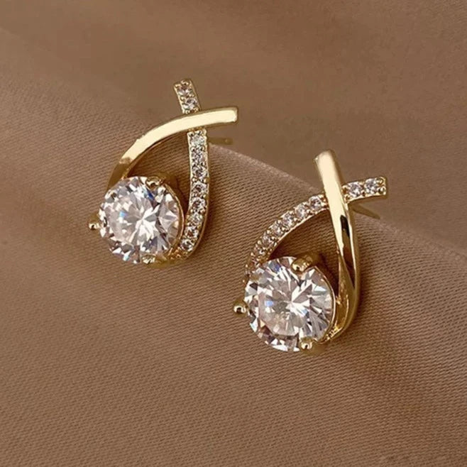 Orecchini a forma di croce con elegante cristallo per donna