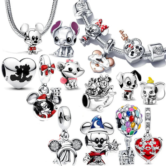 Charm aus 925er Silber „Little Marmaid“, „König der Löwen“, „Aladdin“, „Winnie“ und andere Figuren, passend für Pandora-Armbänder