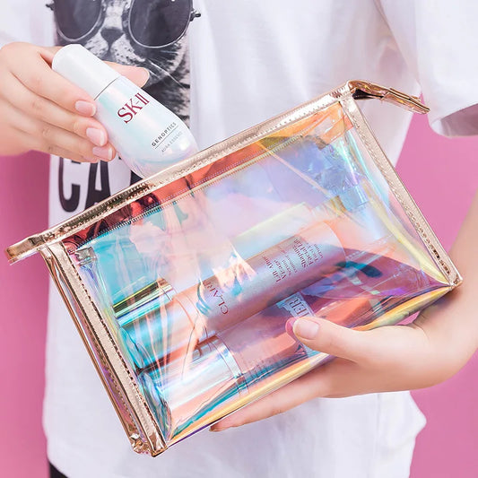 Borsa portatile trasparente per il trucco