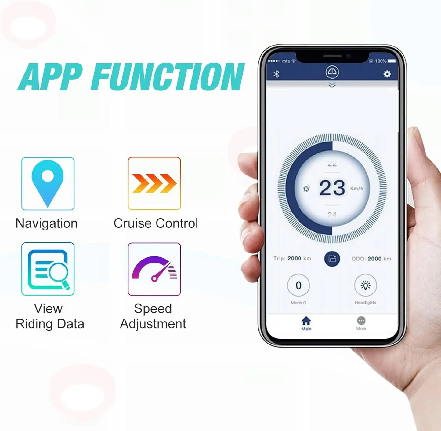 RCB Elektroroller, Ultra-Portable mit APP, Tempomat, 3-Gang-Modus, LCD-Display, Innovatives Faltme