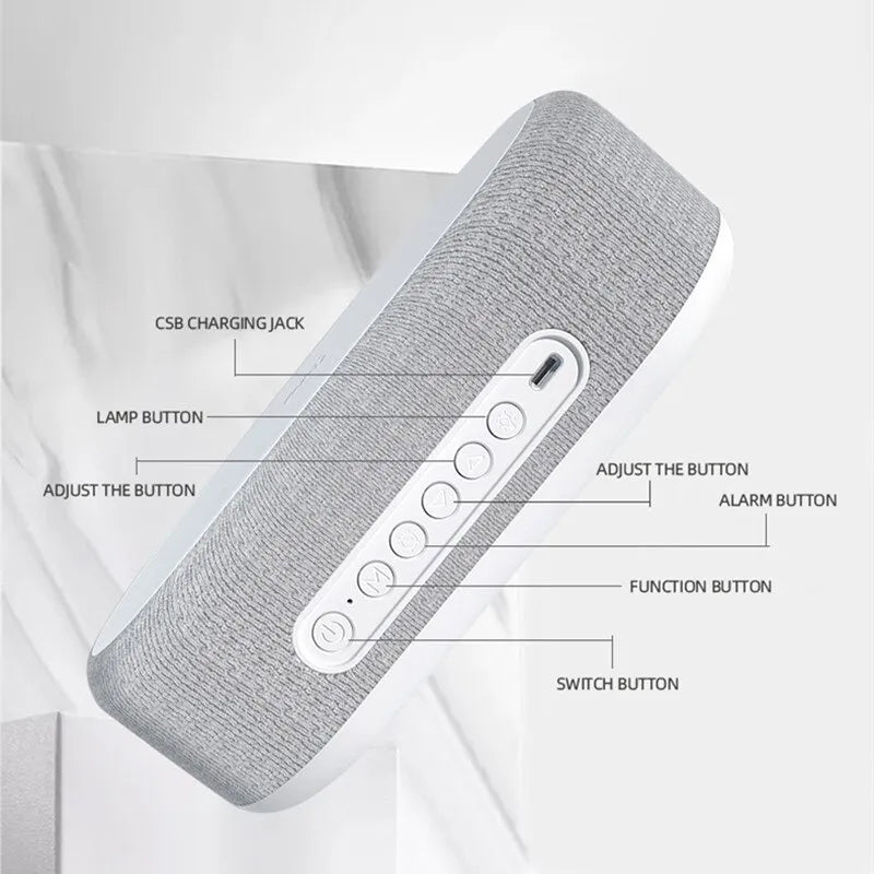 Caricabatterie senza fili con sveglia, luce LED, termometro, auricolari, caricabatterie per telefono, stazione di ricarica rapida da 15 W per iPhone Samsung