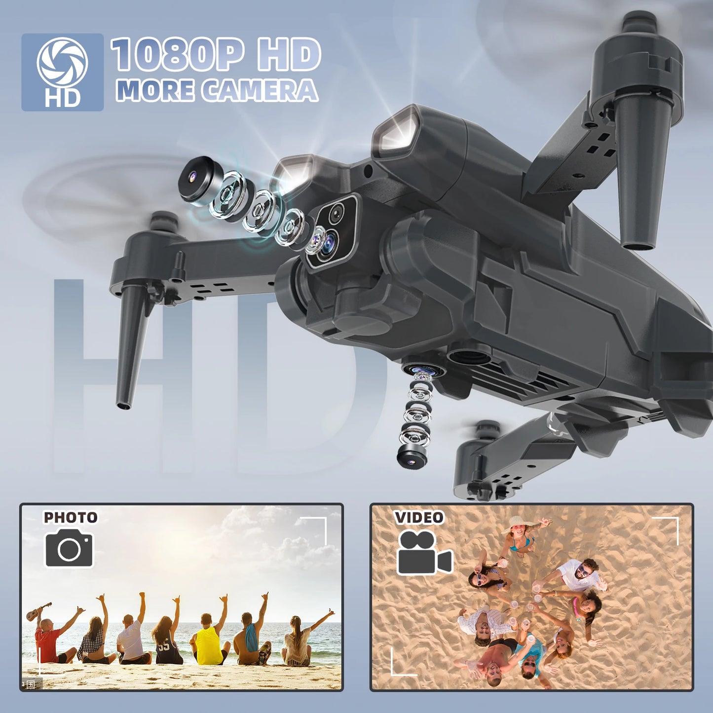 IDEA12 mini Drone 1080P HD Camera 2 Batteries Foldablef RC Quadcopter 2.4G WiFi FPV Optical Flow for Kids Gift CO