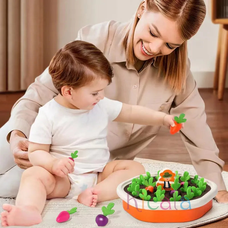 Set di giocattoli Montessori per la scoperta del conteggio delle carote da tirare per bambini