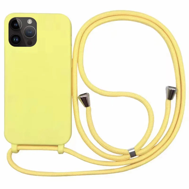 Custodia per telefono con cordino e collana a tracolla per iPhone 15 14 Plus 13 12 Mini 11 Pro XS Max XR X Cover posteriore in morbido silicone TPU