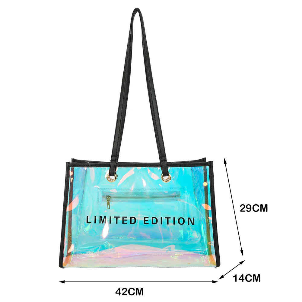 Borsa a mano trasparente in PVC ecologico alla moda