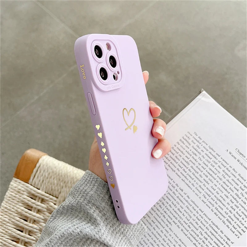 Custodia in silicone color caramella Ottwn per iPhone 14 Pro Max 11 12 13 Pro X XR XS Max 7 8 Plus con cornice a forma di cuore e copertina morbida