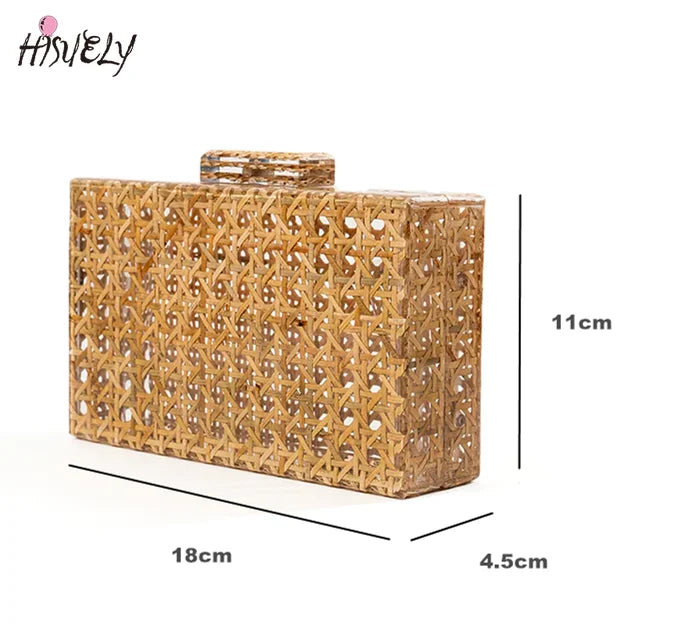 Borsa a tracolla in rattan acrilico
