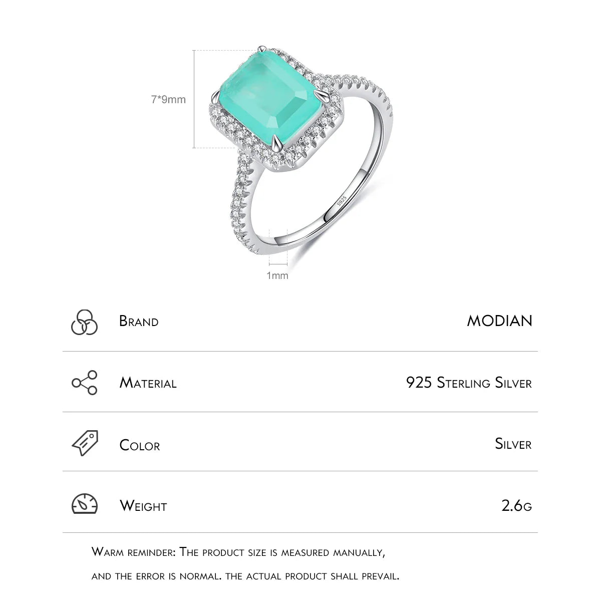 Anelli di lusso in argento sterling 925 con tormalina Paraiba per donna
