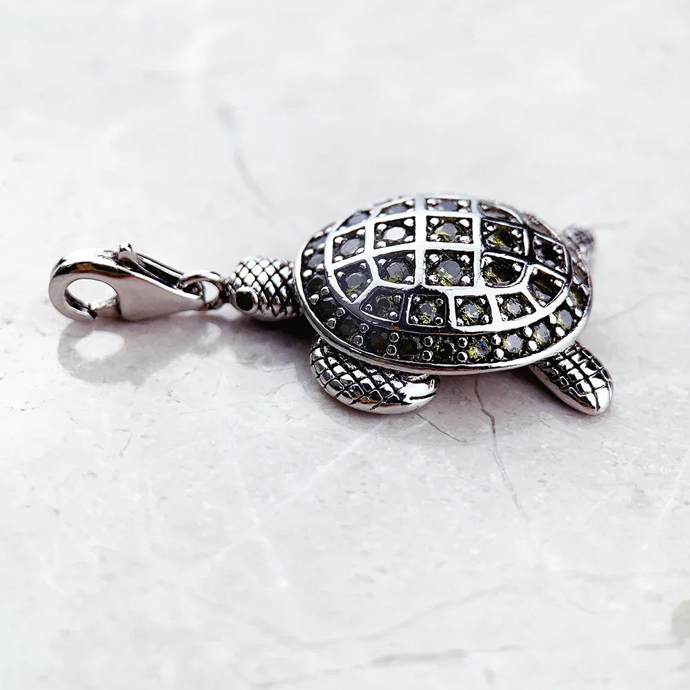 Ciondolo tartaruga verde grande nuovo di zecca gioielli di moda accessori europei argento sterling 925 regalo per donna uomo