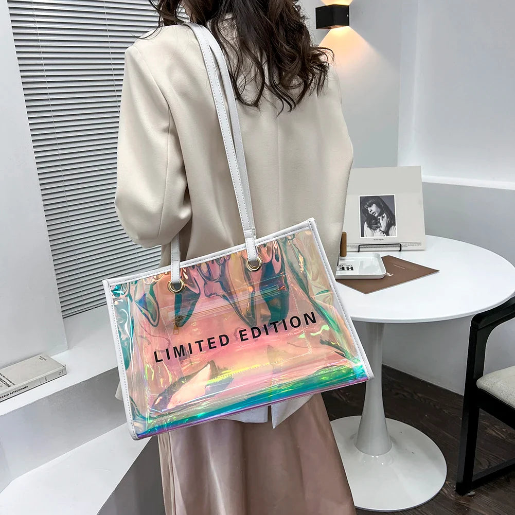 Borsa a mano trasparente in PVC ecologico alla moda