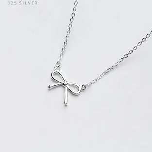 Collana con ciondolo a fiocco elegante in argento sterling 925 per donna