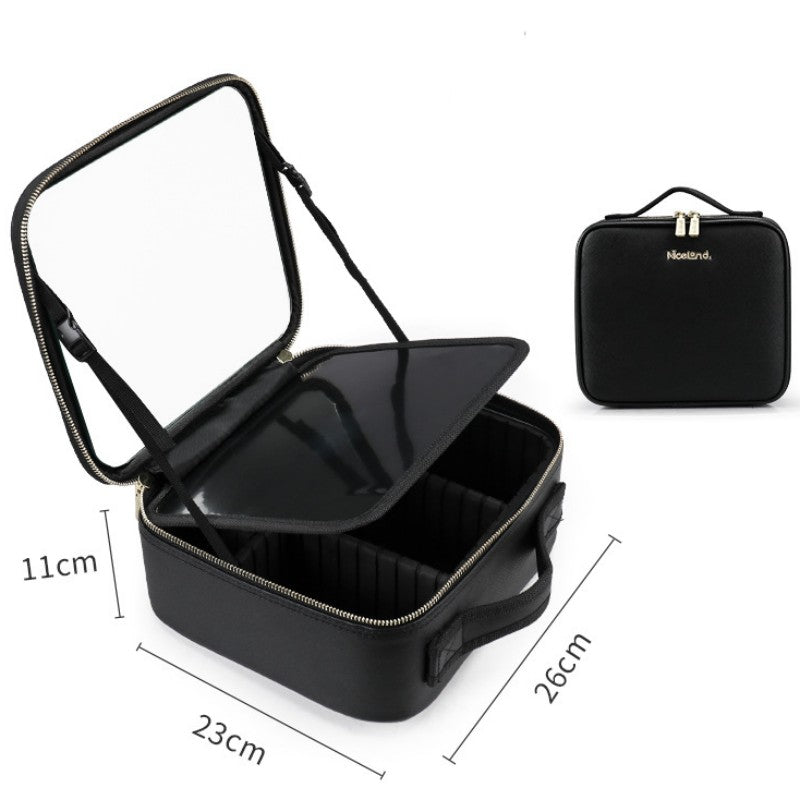 Smart LED Kosmetiktasche mit Spiegel Kosmetiktasche Große Kapazität Mode Tragbare Aufbewahrungstasche Reise Make-up Taschen