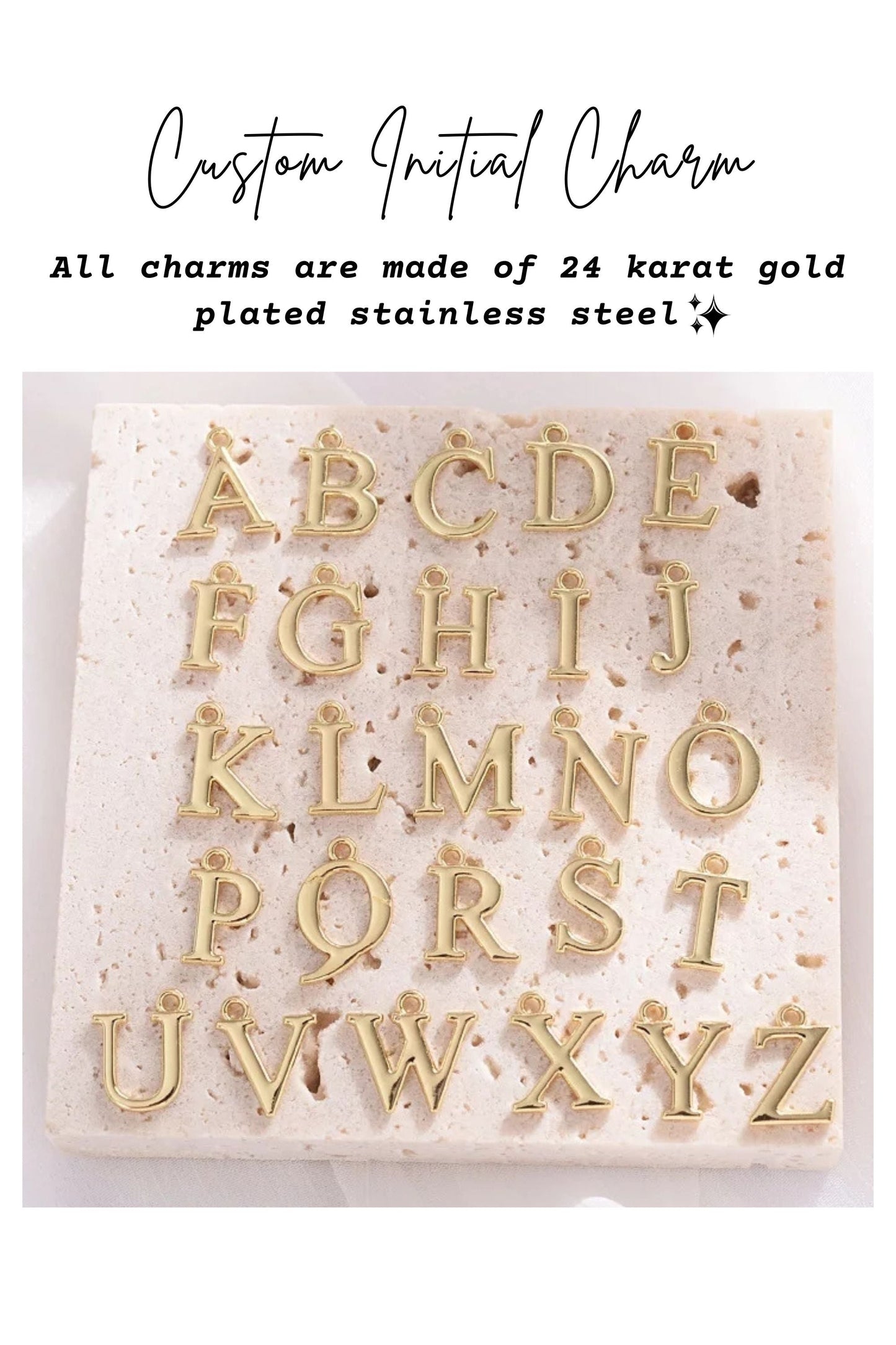 24 Karat personalisierter Initialen-Choker aus Süßwasserperlen mit Öffnung vorne