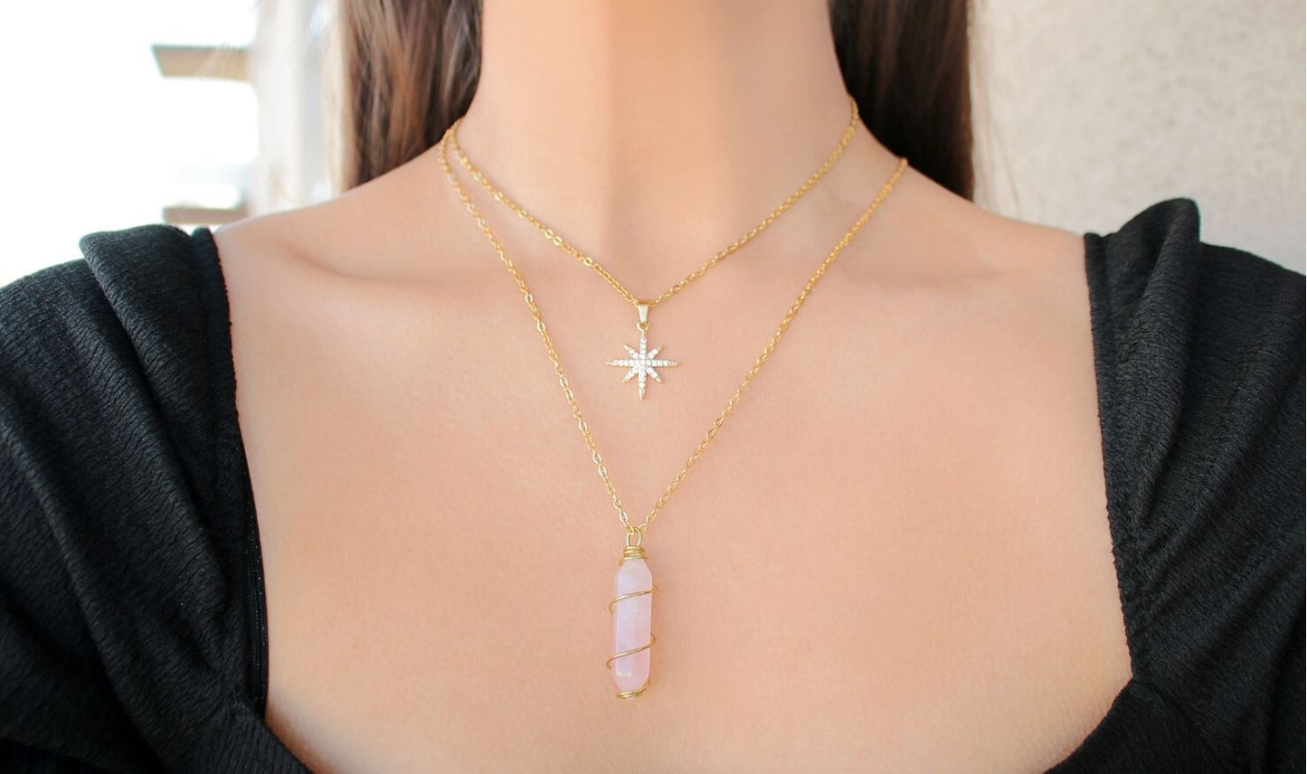 Collana con stella Polaris da 24 carati
