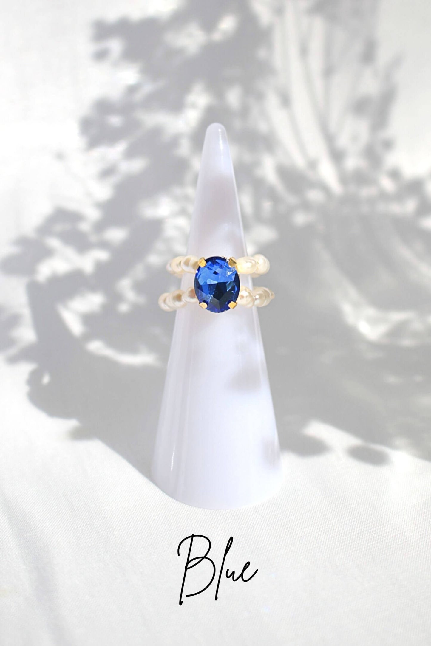 Anelli con perle d'acqua dolce in zirconia cubica blu a 3 tonalità
