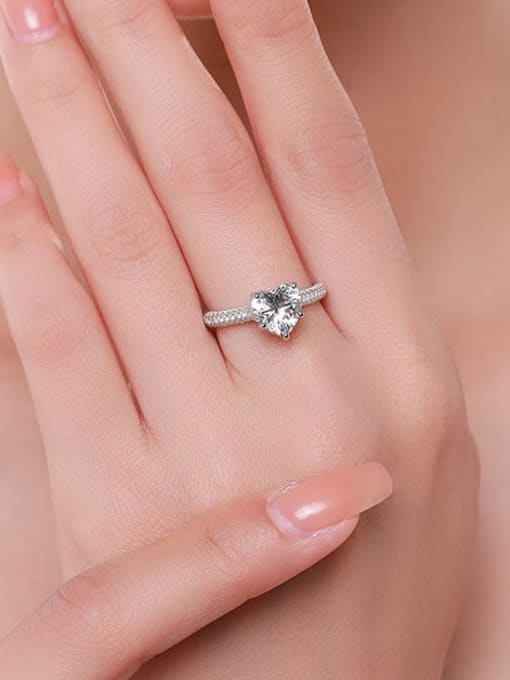 Anello in argento sterling 925 e placcato oro 18 carati con cuore di ghiaccio tritato