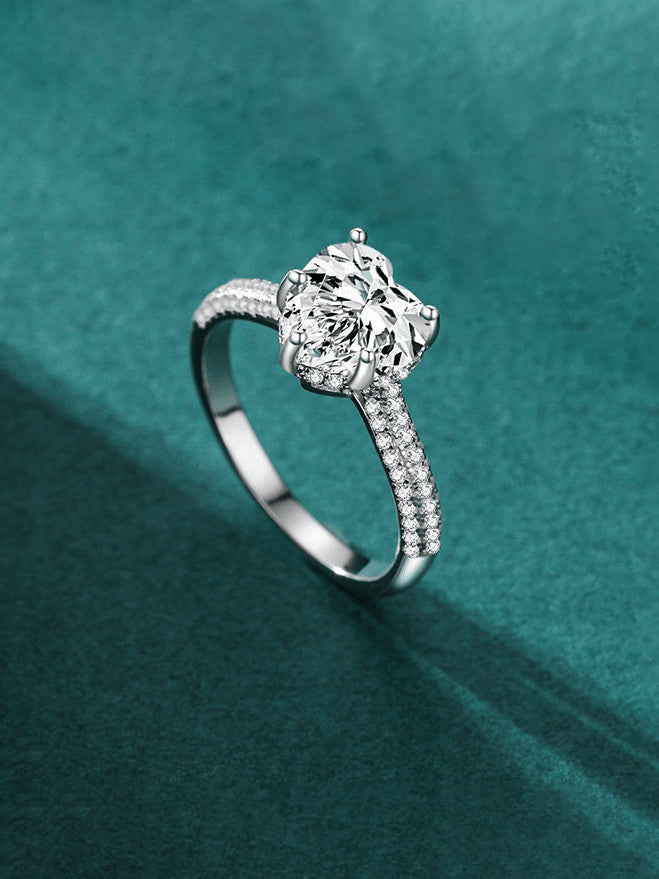 Anello in argento sterling 925 e placcato oro 18 carati con cuore di ghiaccio tritato