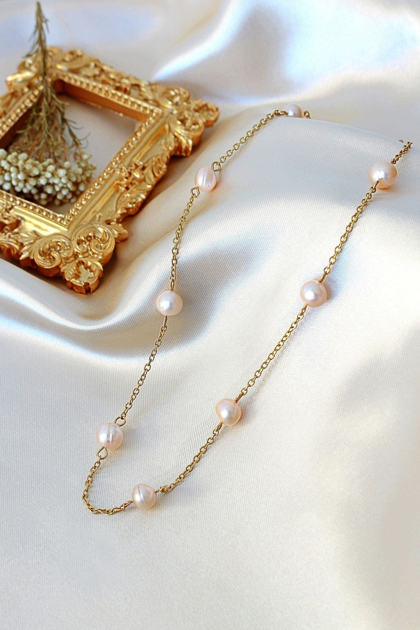 Collana girocollo con perle d'acqua dolce barocche 24K