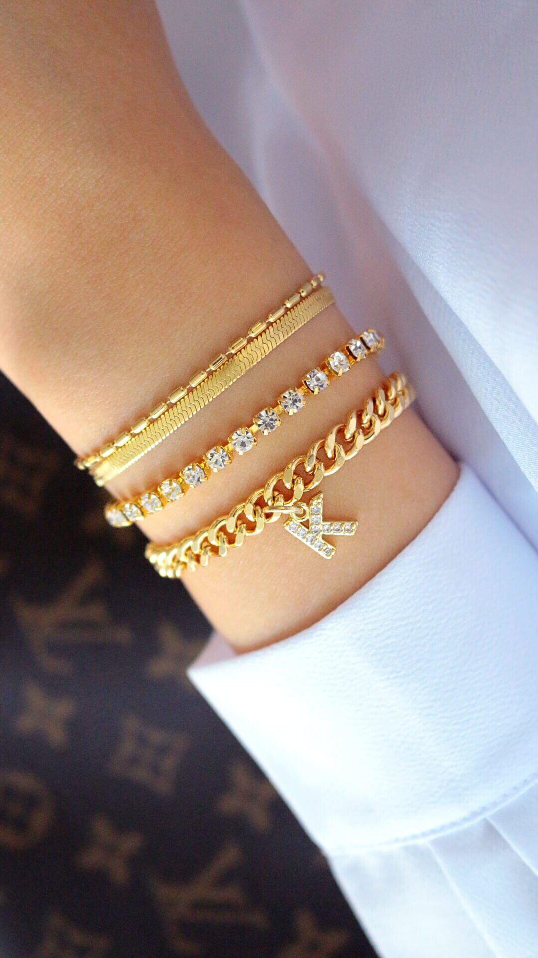 Bracciale con maglie in zirconia cubica da 18 carati