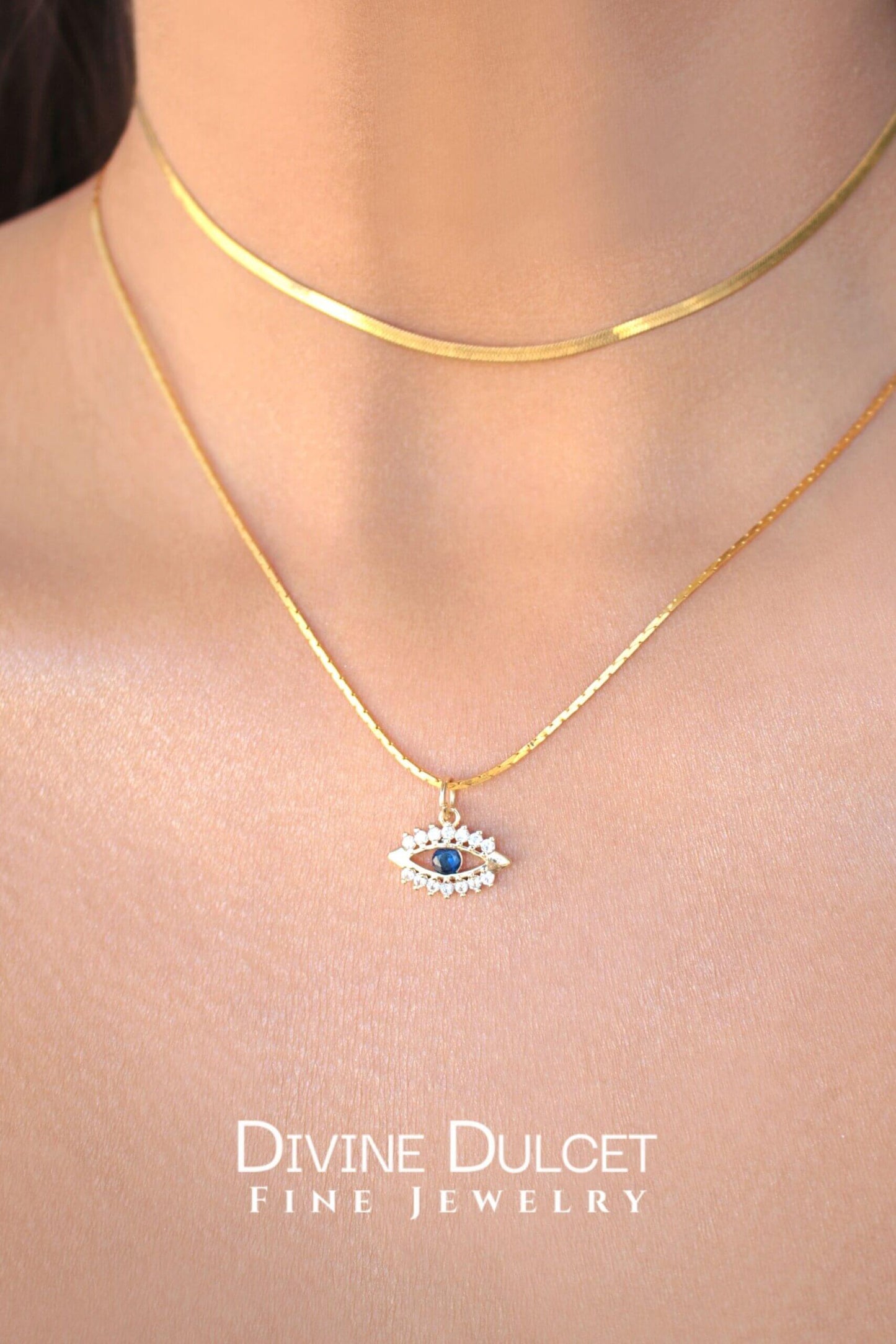 24 Karat Mini-Halskette mit bösem Blick