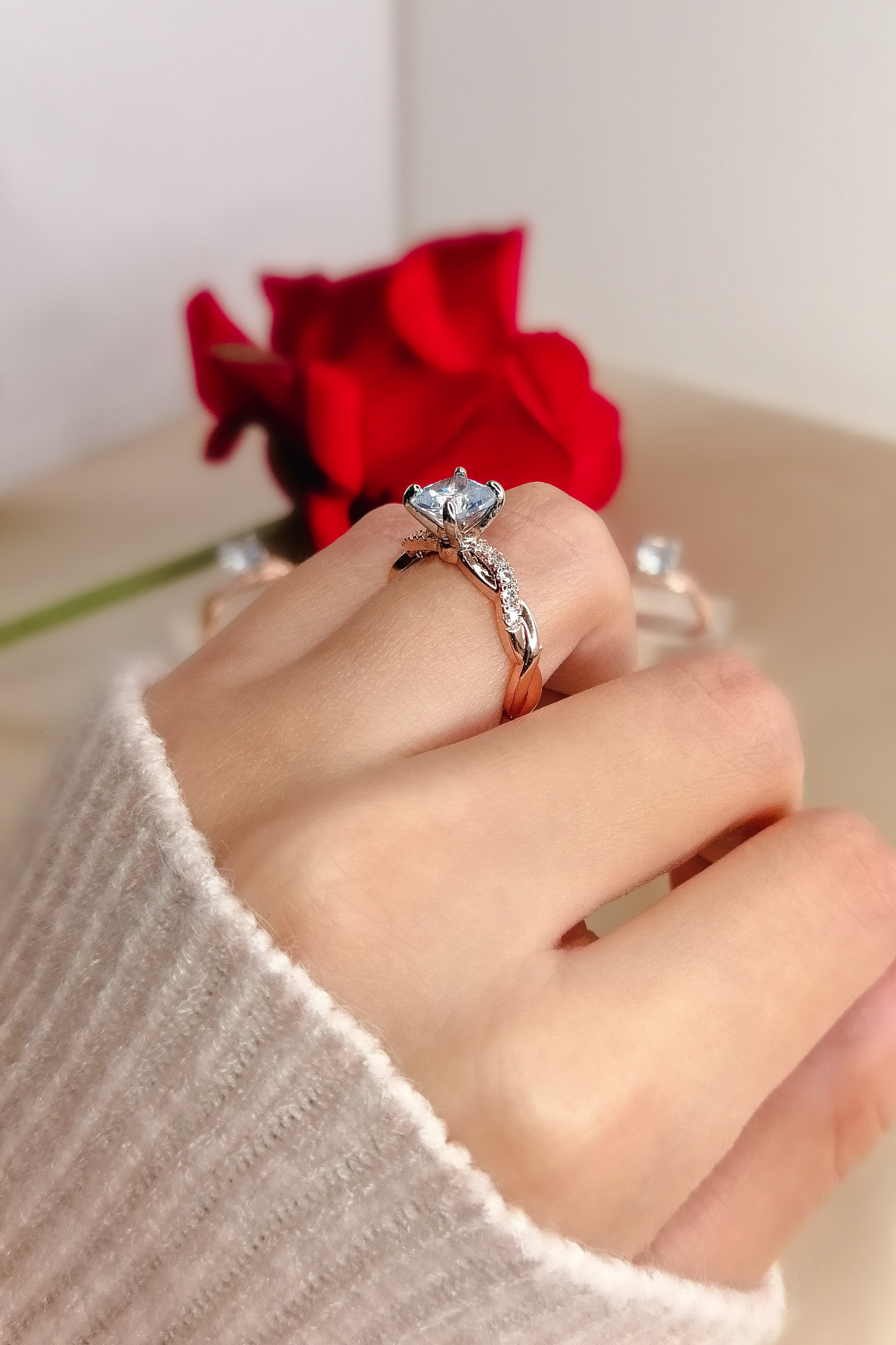 Anelli solitari Fairy Tales in argento sterling 925 placcato oro 18 carati